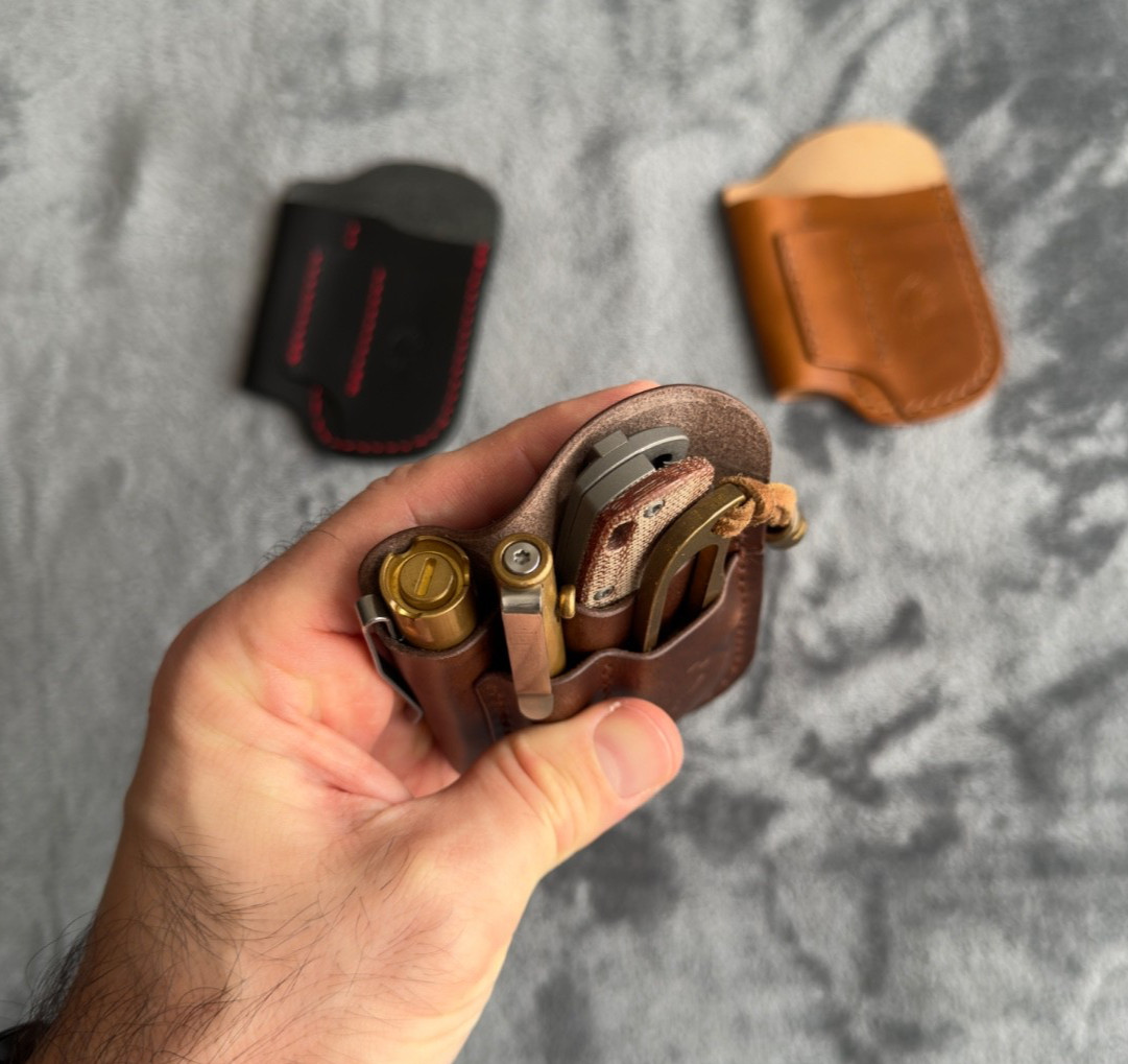 Handmade Dark Brown Leather Edc Pocket Organizer, Leather Edc Pouch, Edc Caddy