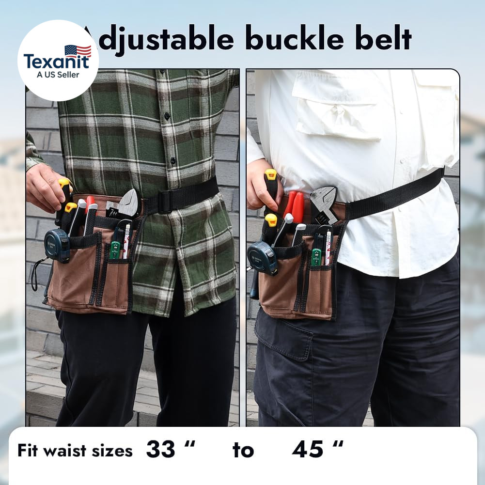 5-Pocket Tool Belt for Men, Durable Canvas Construction, Adjustable Belt, Utilit