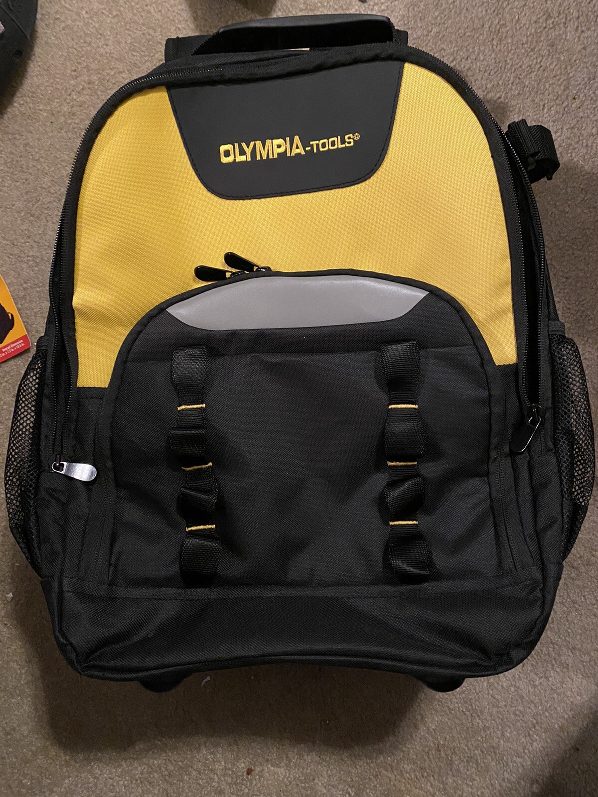 Olympia Tools Tool Backpack Water Resistant Black & Yellow NWT