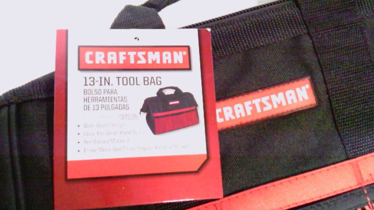 Craftsman~13″~Tool Canvas Carry Tote Bag~with Zipper~Red and Black