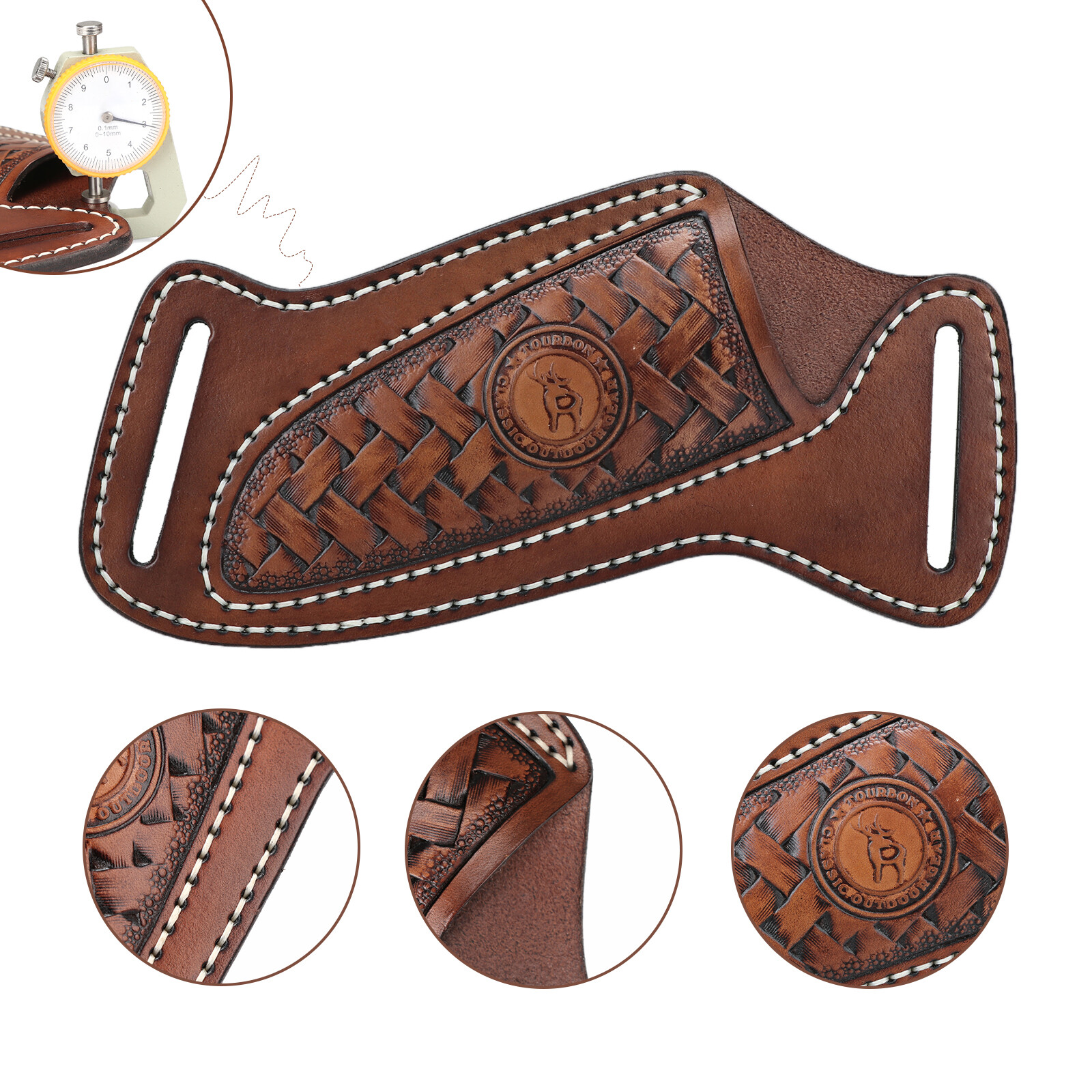TOURBON Leather Fixed Straight Blade Knife Sheath Belt Pouch EDC Knives Pouch