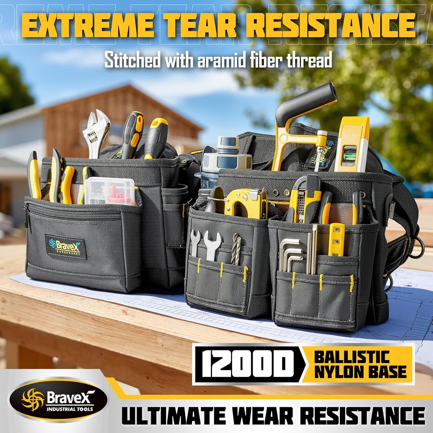 , Professional Tool Belt Organizer with Suspenders and 20 Pockets, 1200D Ballist