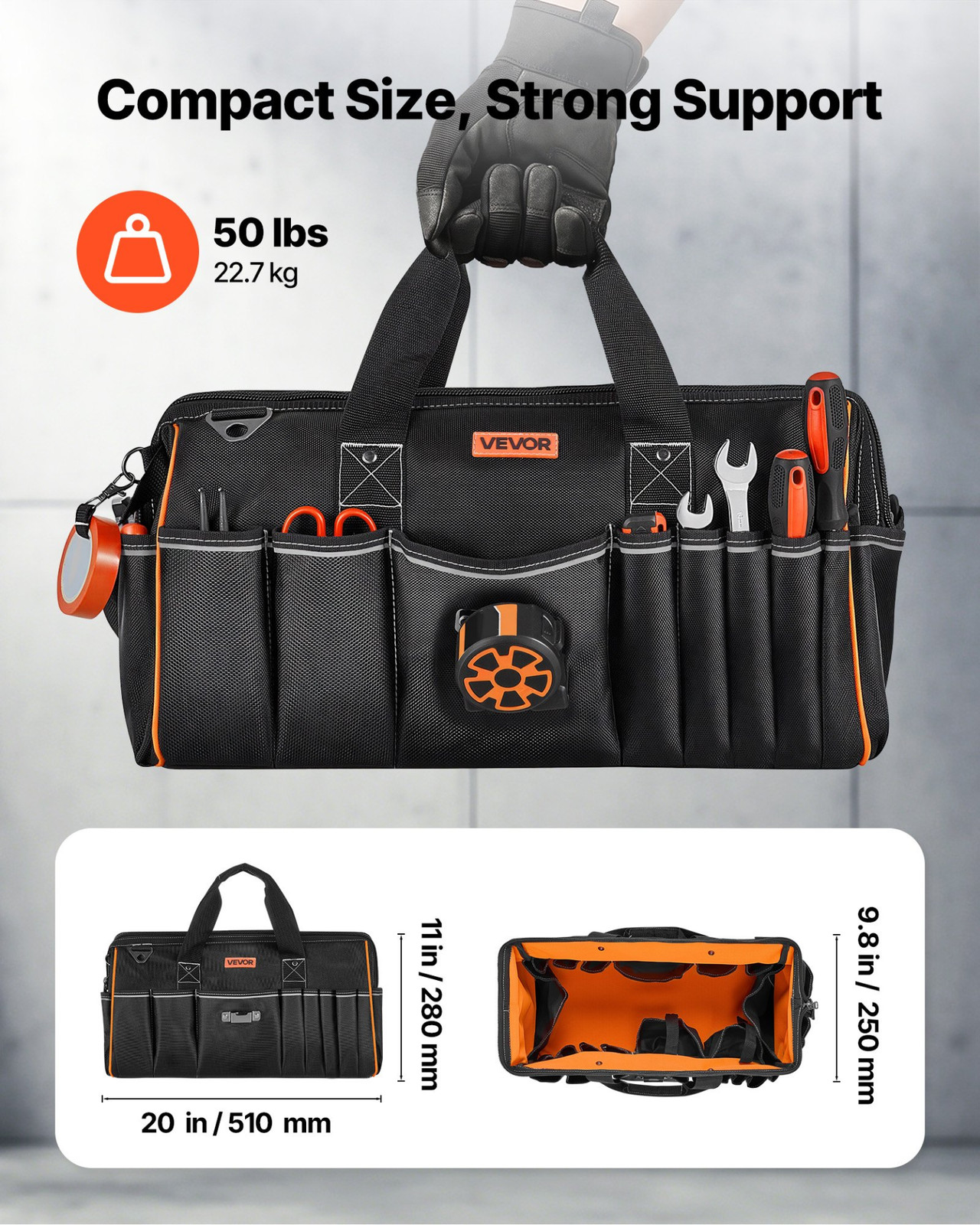 20″ Tool Bag 33 Pocket Large Tool Organizer Storage w/Shoulder Strap