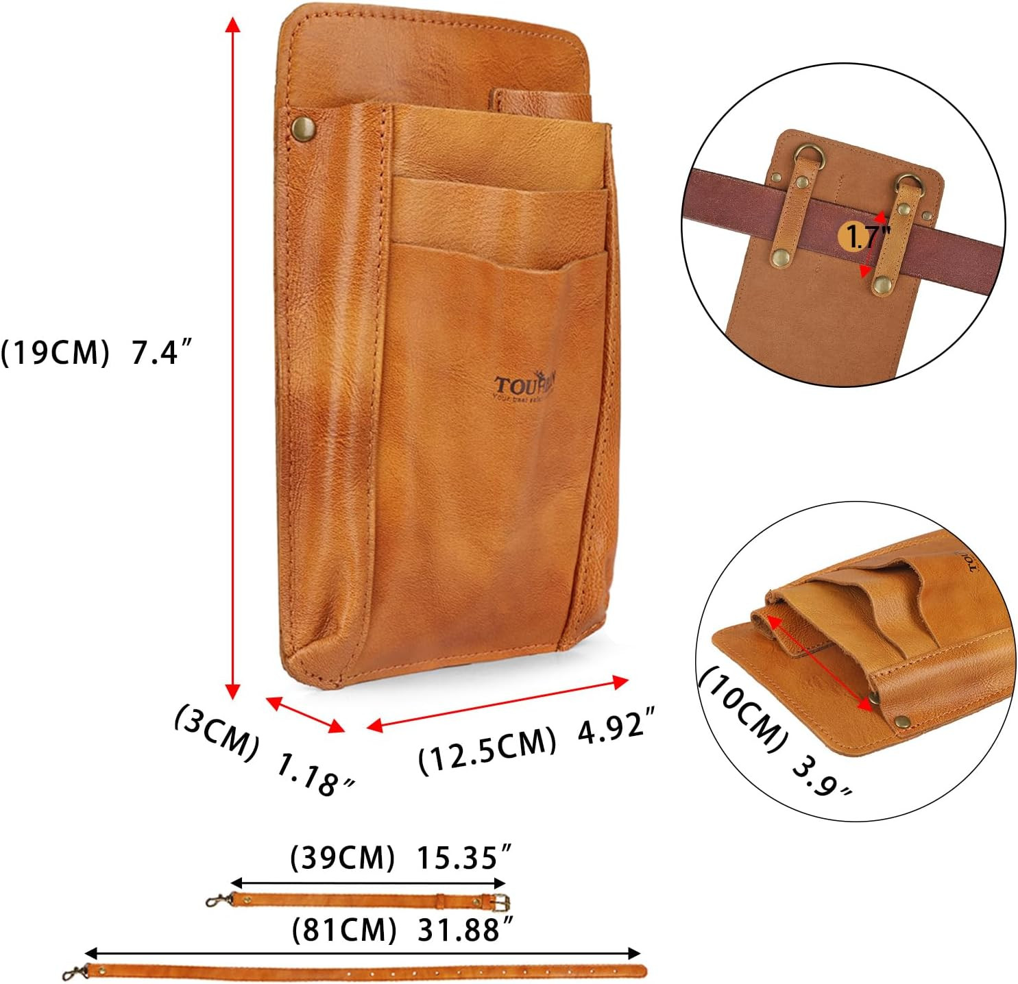 Tourbon Leather Florist Tool Waist Pouch Belt Garden Shoulder Crossbody Tools Ba