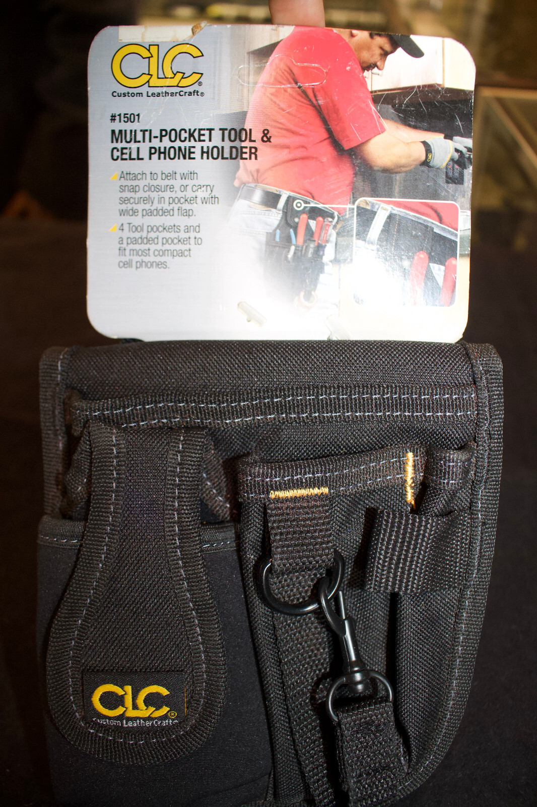 CLC 4 pocket Polyester Fabric Tool/Cellular Phone Holder 6in. L X 9.8in. H Black