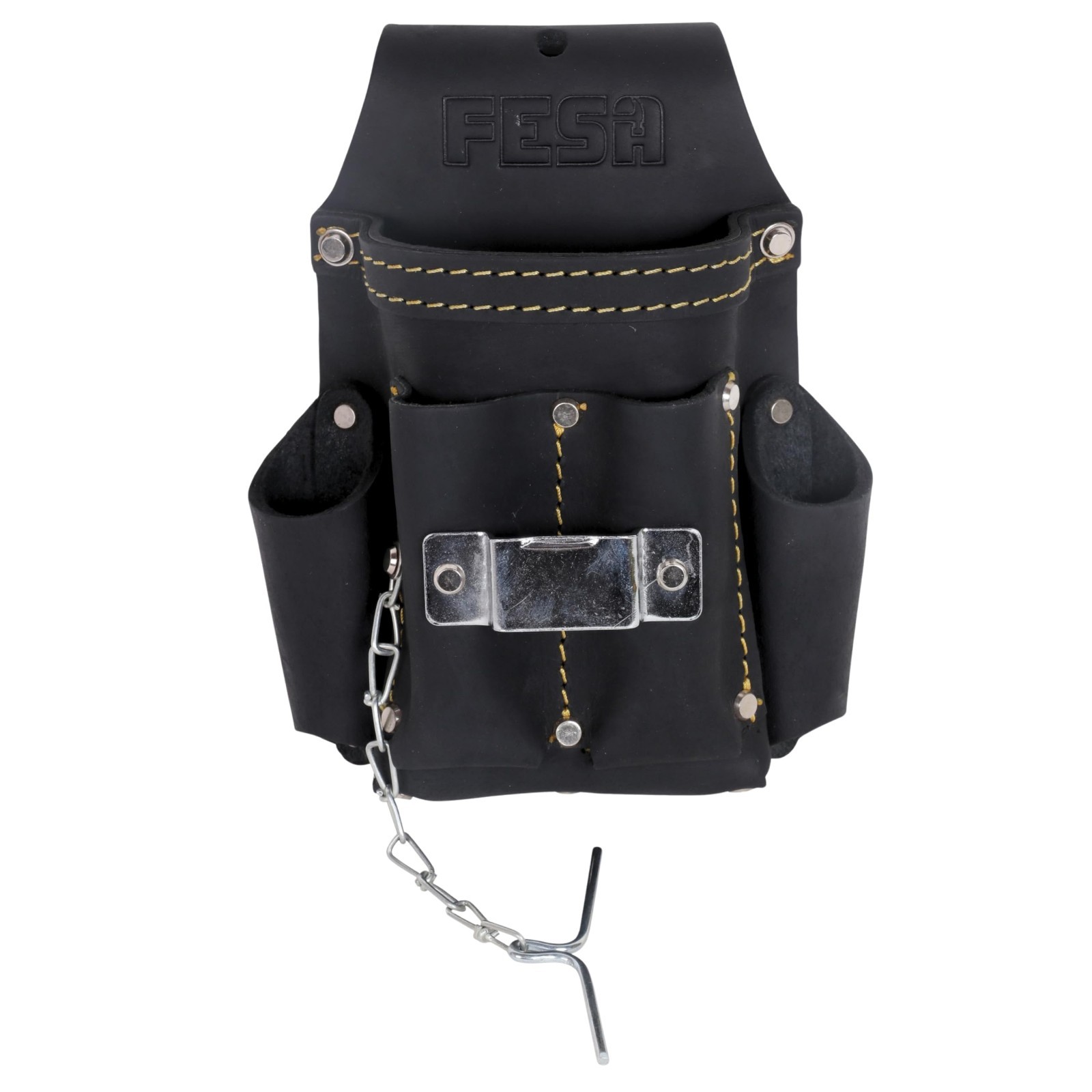 Small Electrician Tool Pouch – 7-in-1 Leather Organizer with Clips & 5 Pockets