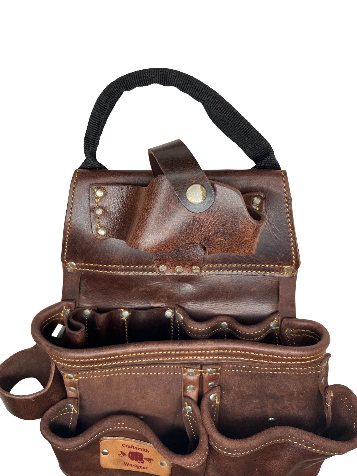 Oil Tan Leather Tool Bag Framer Electrician Carpenter Leather Bag Drill Holder