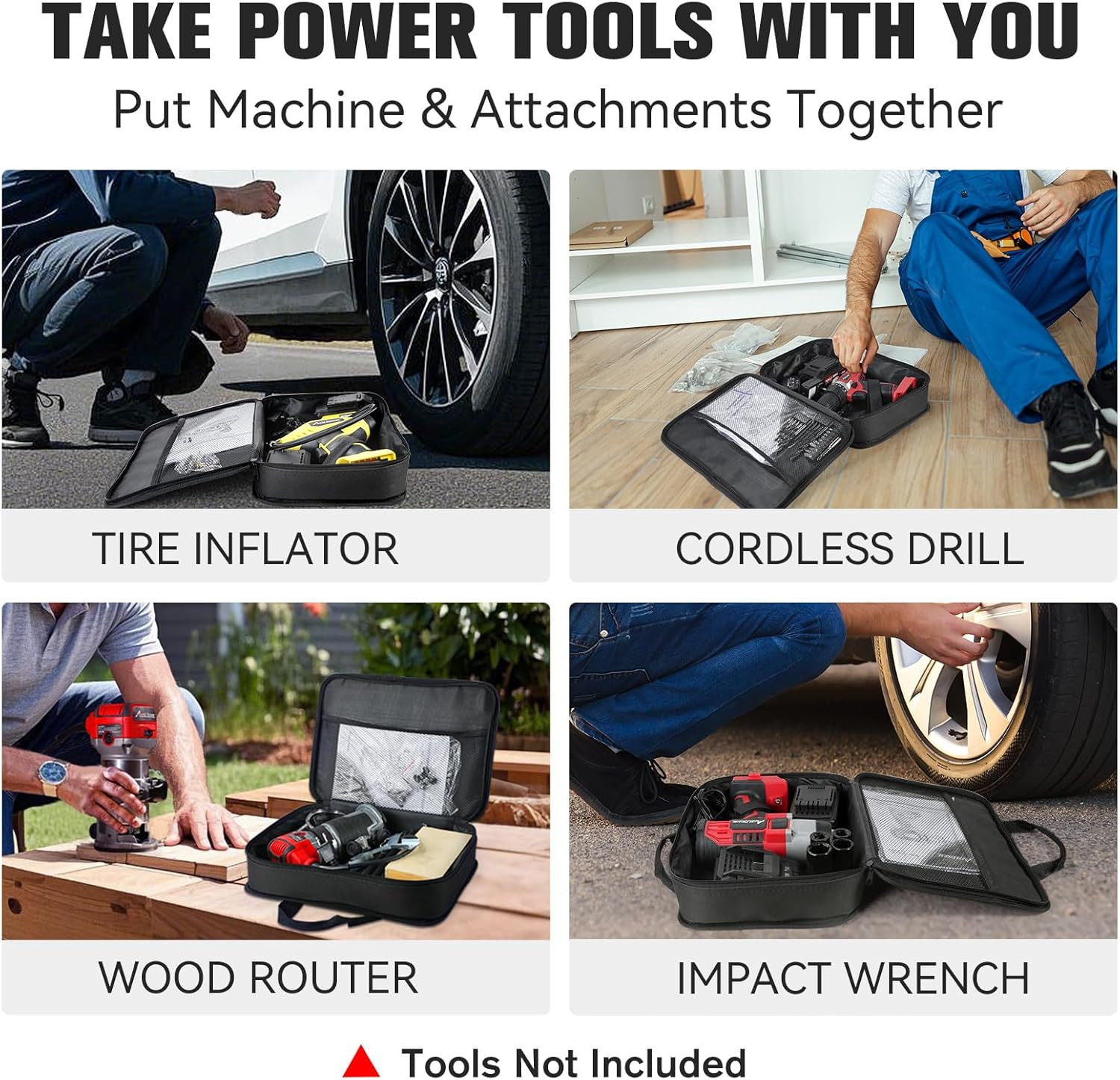 Tool Bag 13″ Storage Carrying Case Suitable Cordless Drill Tire Inflator Impact