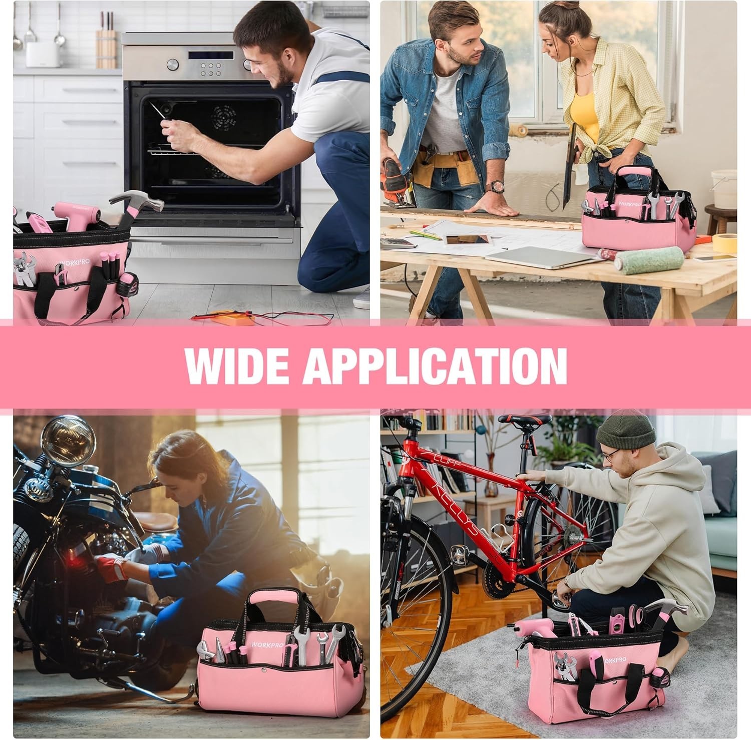 Stylish 13-Inch Pink Tool Bag with Padded Handle – Ultimate Storage Solution
