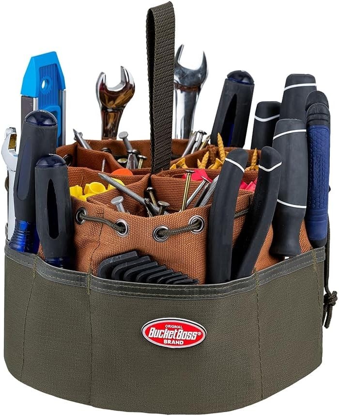 19-Pocket Canvas Organizer Parachute Bag in Brown for Tools & Small Parts