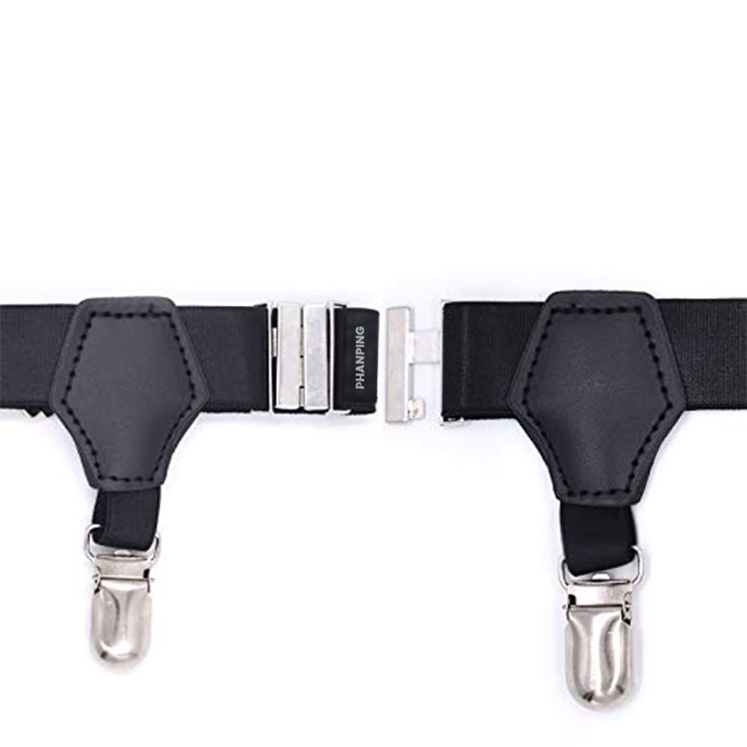 Mens Sock Garters Belt Adjustable 2-pack Sturdy Clip One pair, Black Pair