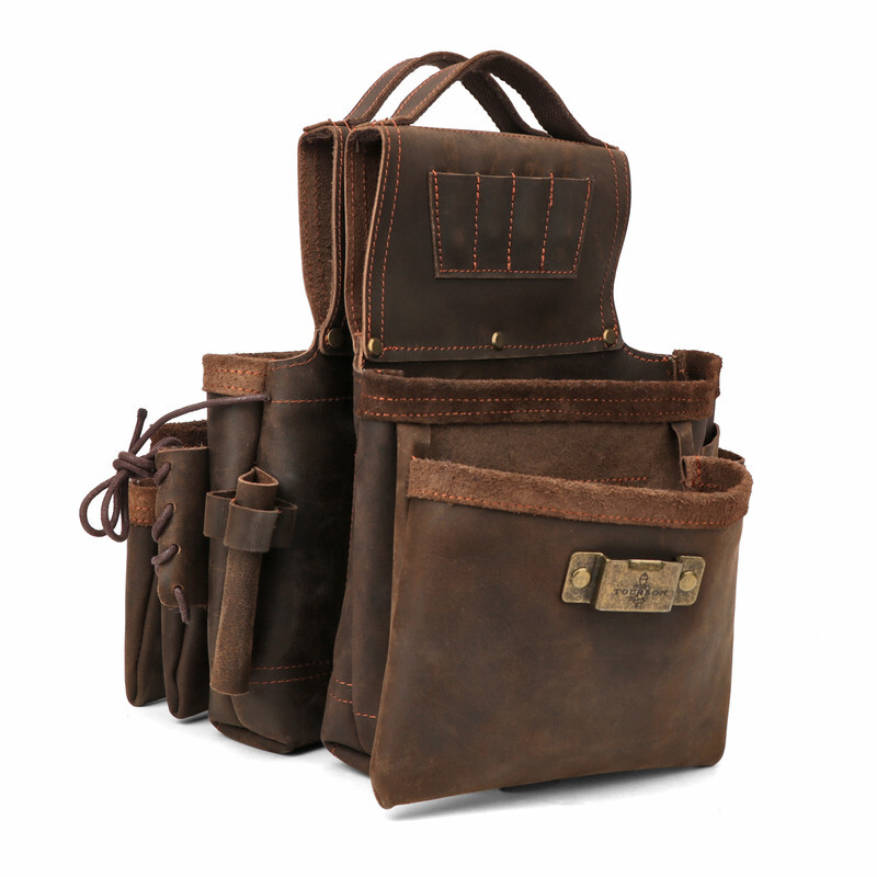 TOURBON Heavy Duty Tool Belt Pouch for Electricians Carpenter Contractor Leather