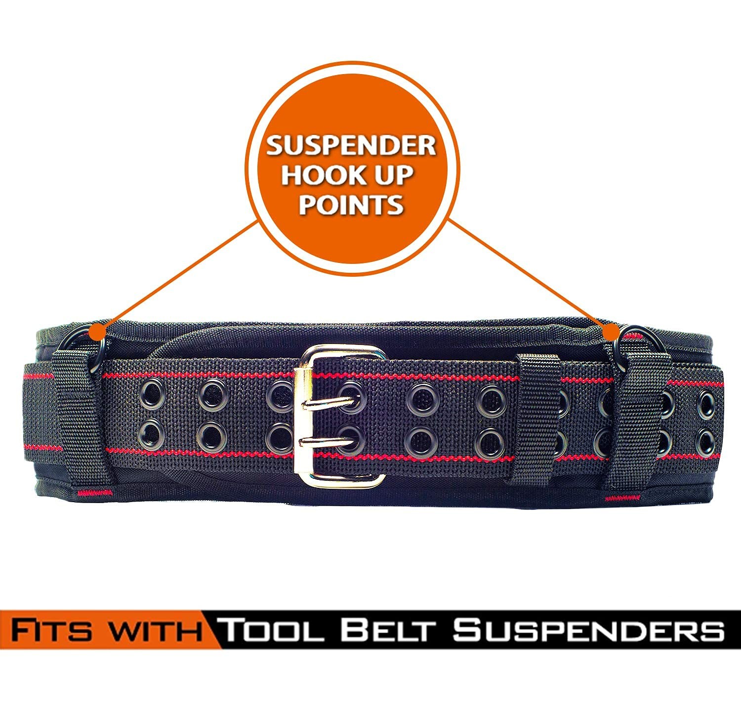 3 Inch Padded Tool Belt Heavy Duty Work Carpenter Utility Pouch Strap Red