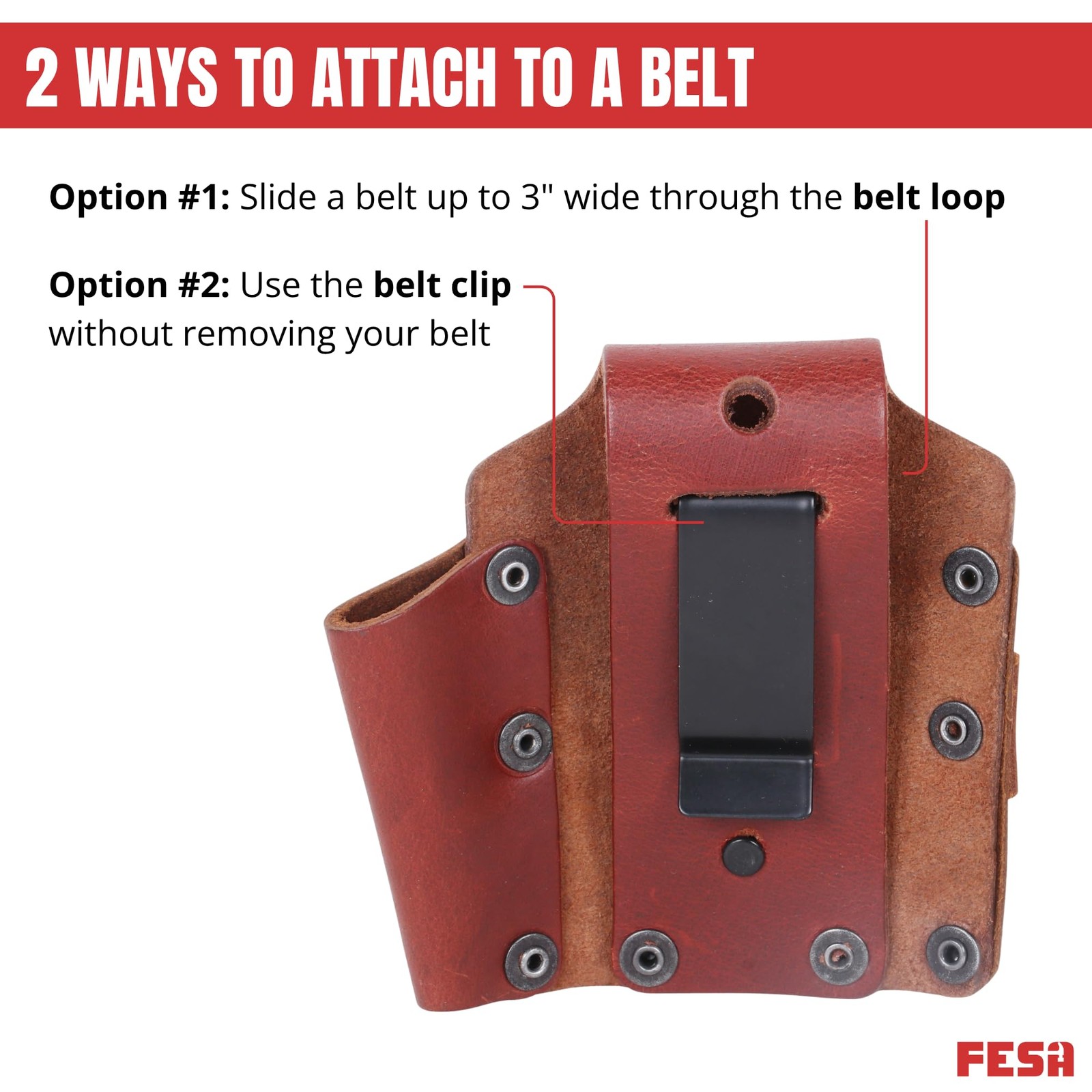 Leather Tape Measure Holder – Tape or Drill Holder for Tool Belt with Steel C…