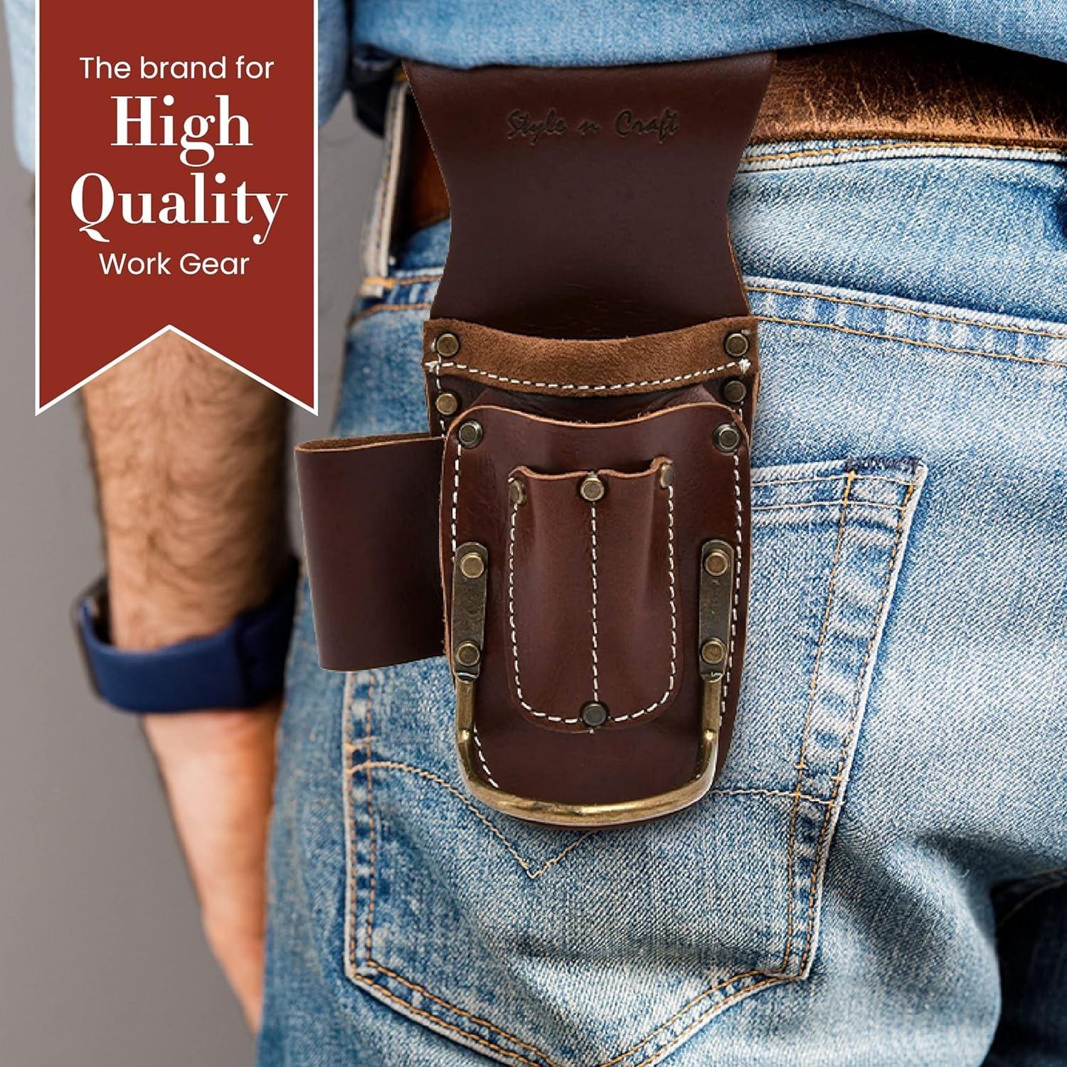 Versatile 5-Pocket Tool Holder for Pliers and Hammers, Easy Belt Attachment