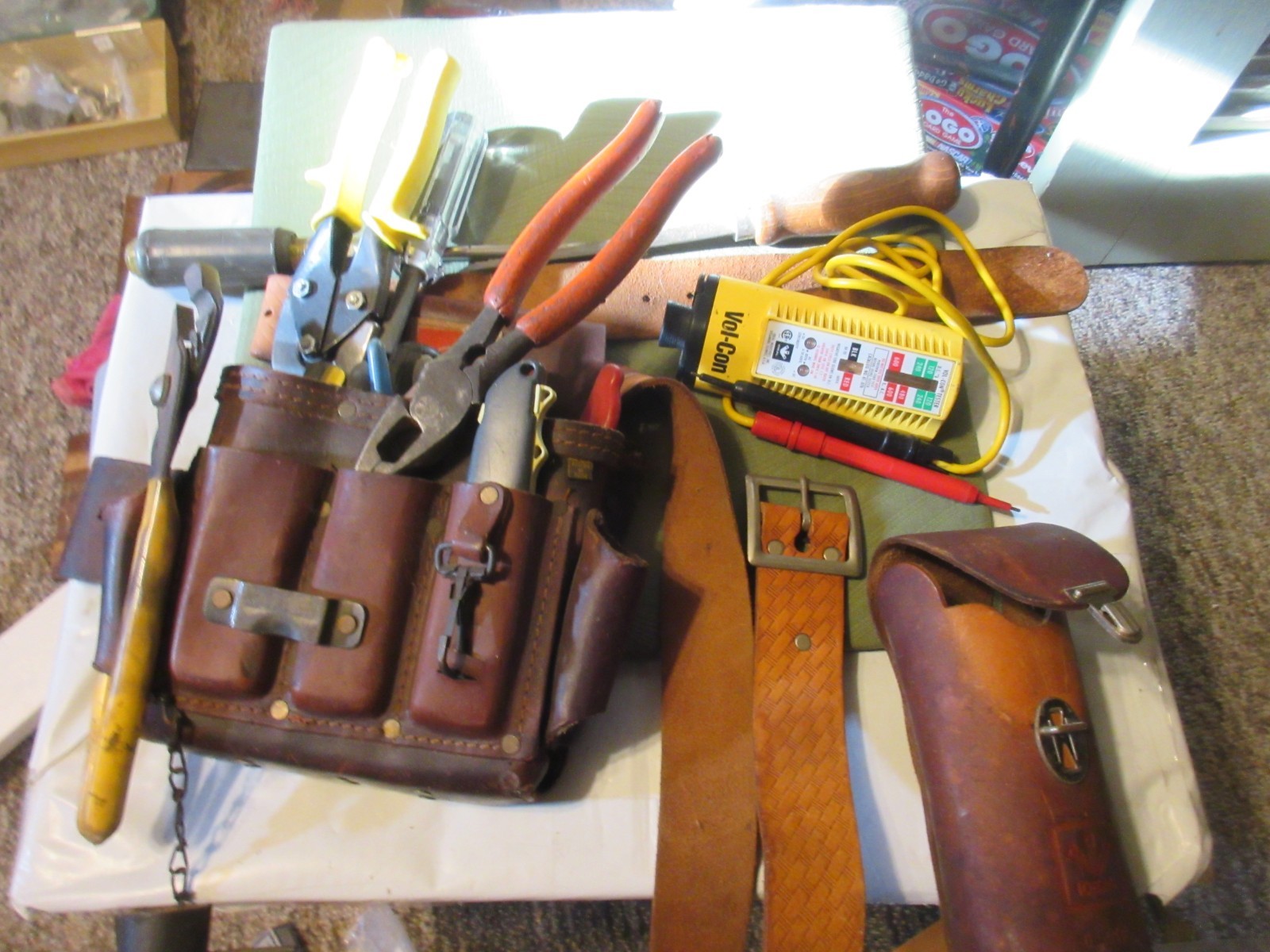Vintage General Electric GE Heavy Duty Leather Tool Pouch Belt TOOLS