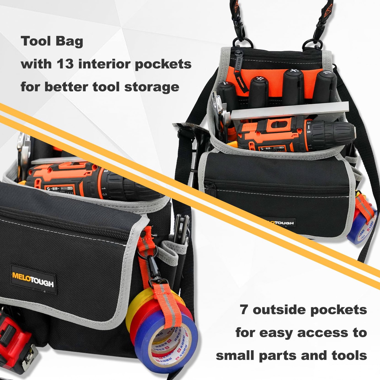 Electrician Tool Pouch Bag with Shoulder Strap 20 Pockets Tool Belt Pouch Too…