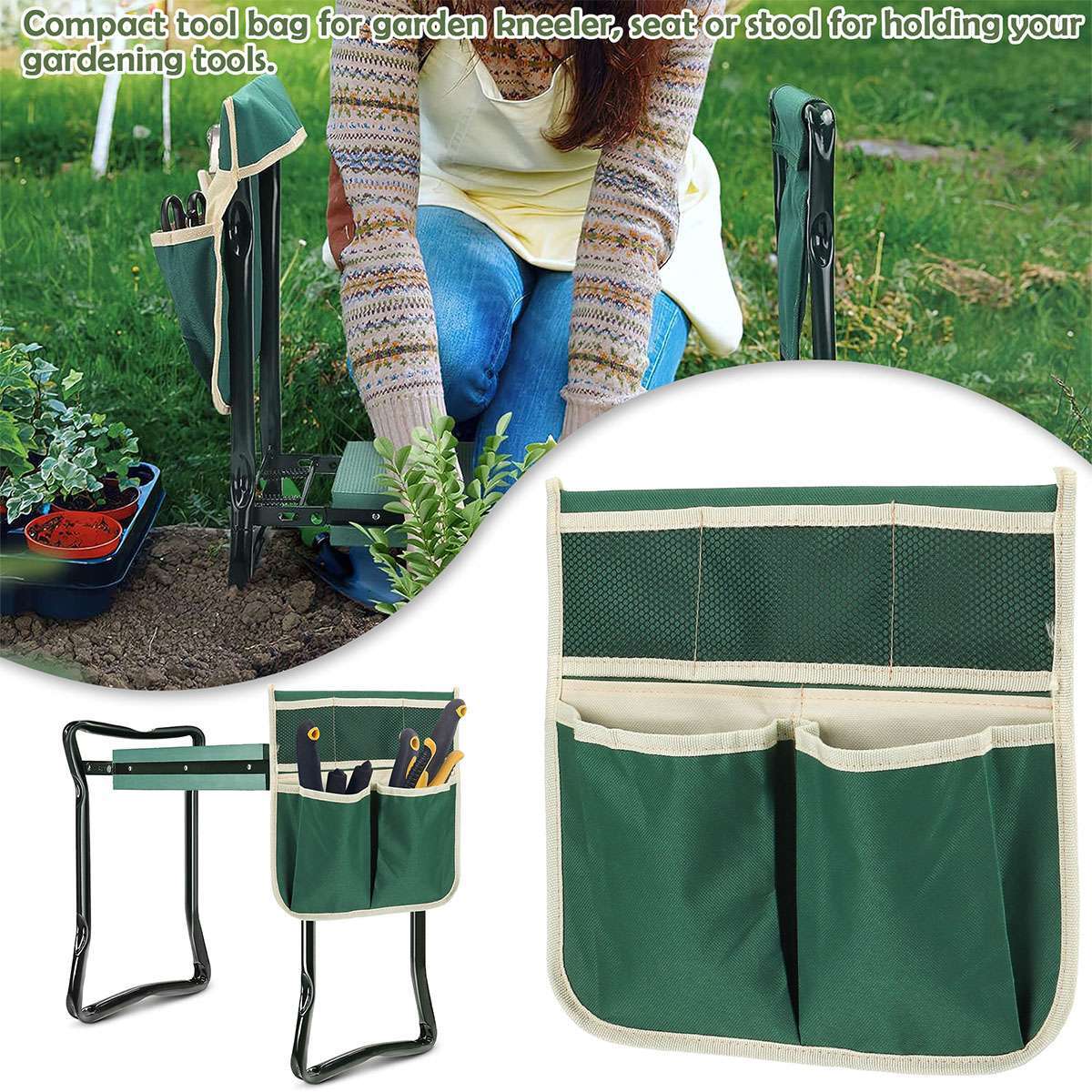 Folding Garden Kneeler Seat Bonus Tool Pouch Portable Stool Pad Chair Bag Holder
