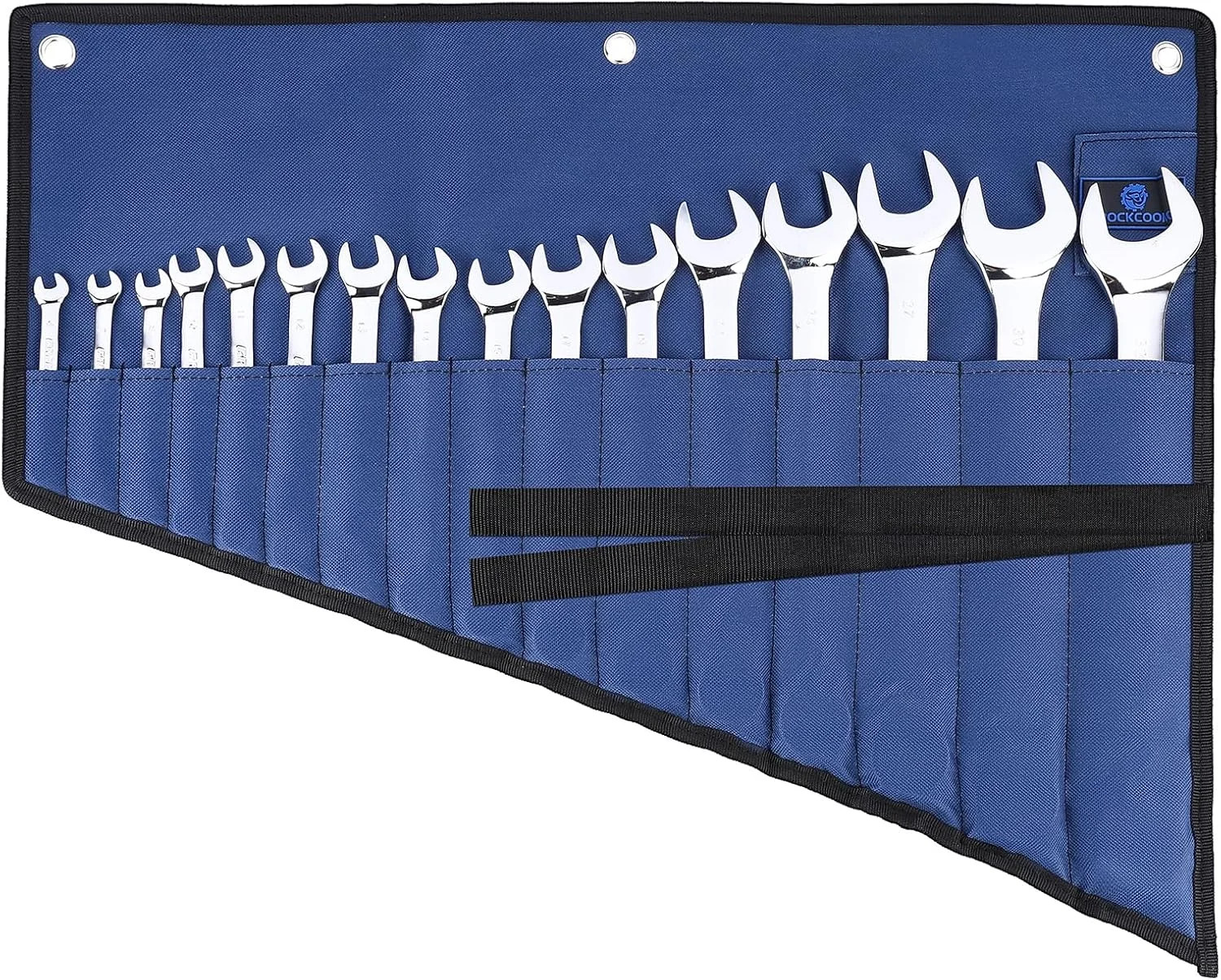 [NO TOOLS]ROCKCOON 16 Pockets Wrench Roll Organizer for 6-32mm Wrenches, Heavy D