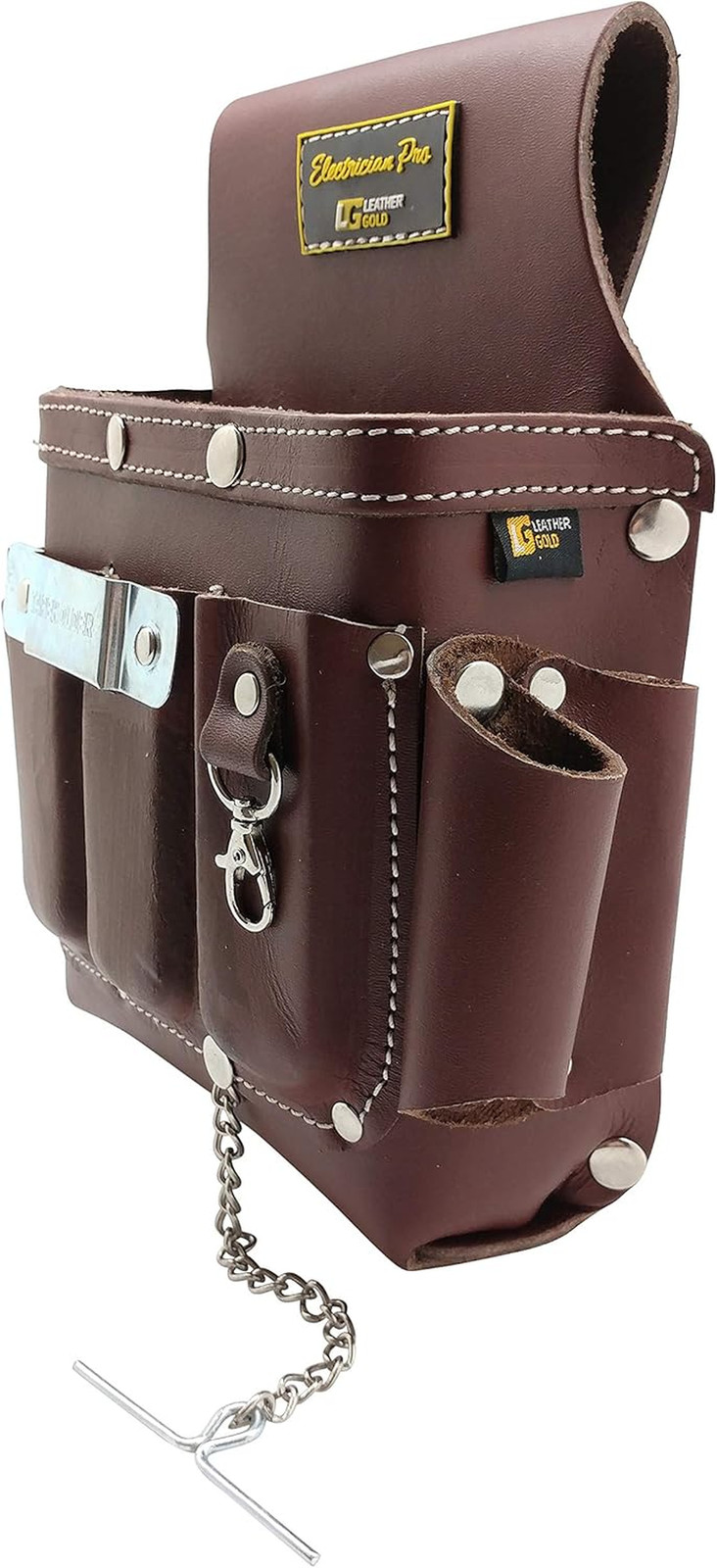 Leather Electrician Tool Pouch, Brown | Professional Tool Belt 3400