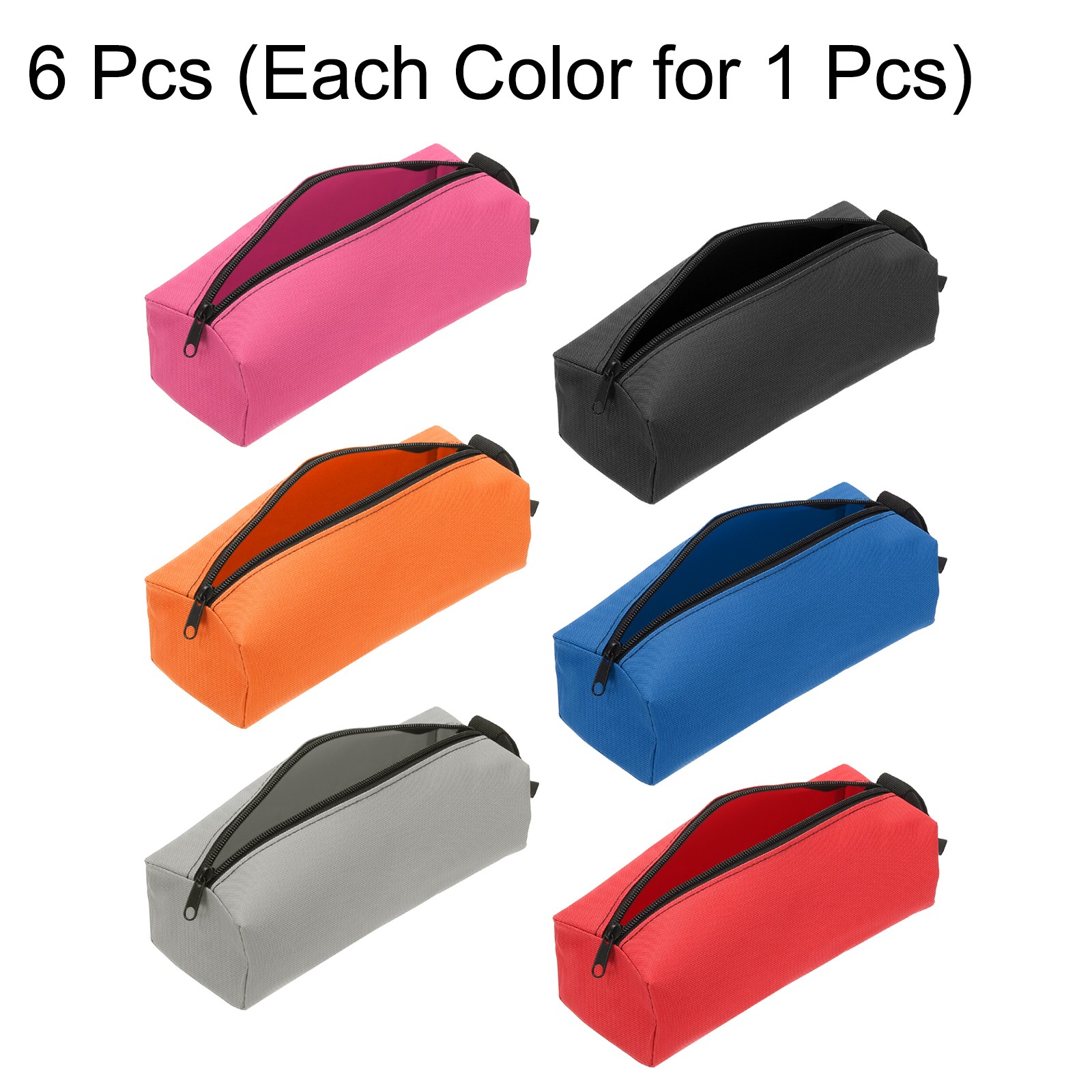 6pcs Zipper Utility Tool Bag 9.8×3.3×2.8 Inch Multi-purpose Tote Bag 6 Color