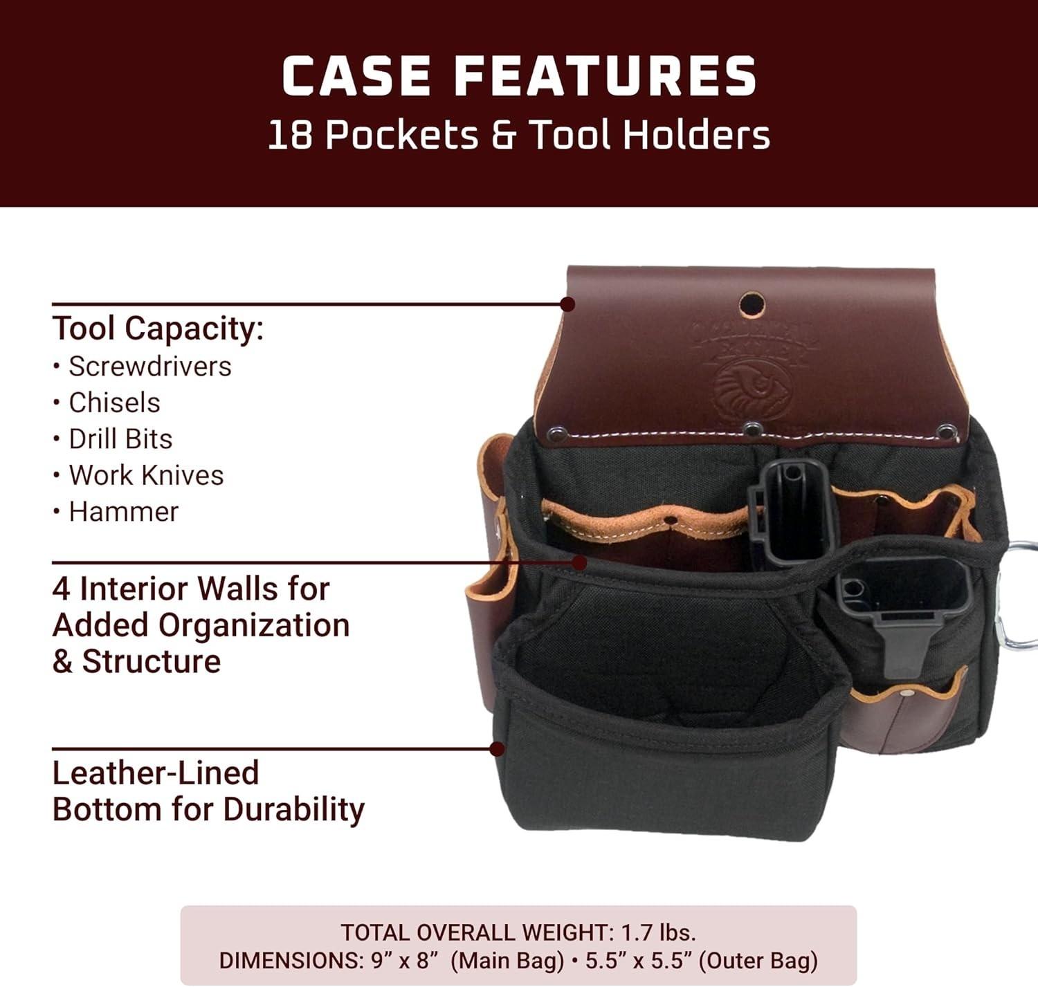 Occidental Leather 9085 Stronghold Tool Case, Black