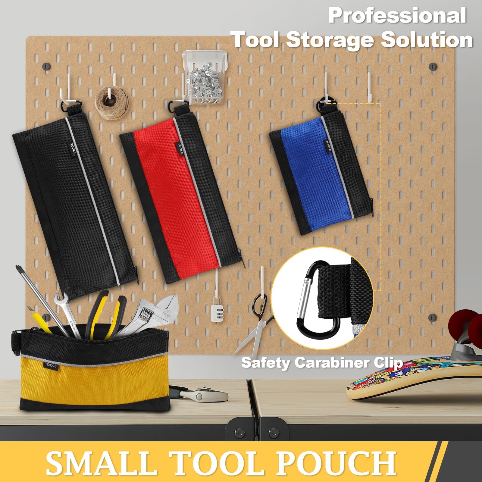 4 Pack Tool Pouch, Small Tool Bag with Zipper, 1680D Oxford Waterproof Multip…