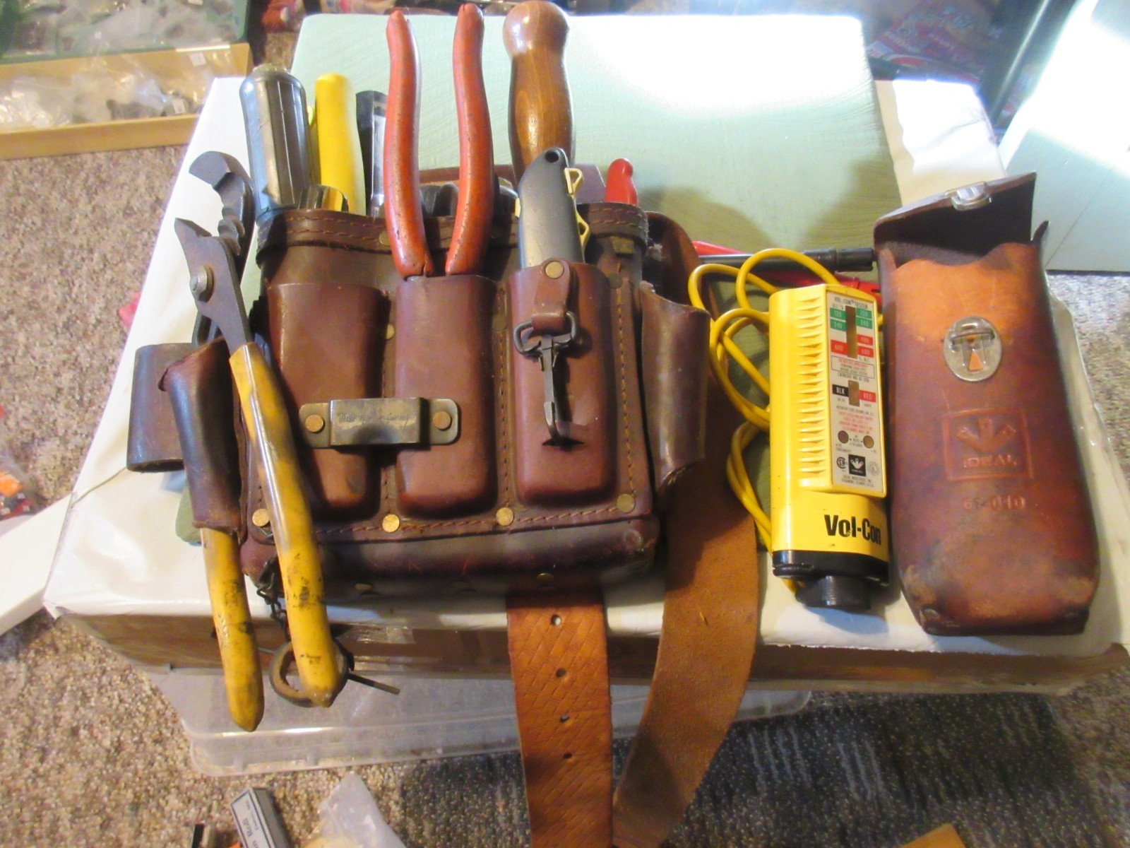 Vintage General Electric GE Heavy Duty Leather Tool Pouch Belt TOOLS