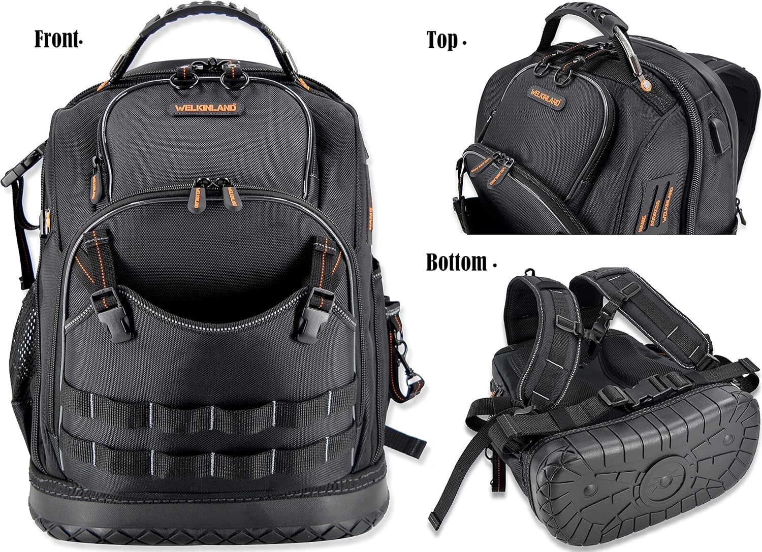 WELKINLAND 77-Pockets Electricians Tool Backpack, Tool Backpack For Men