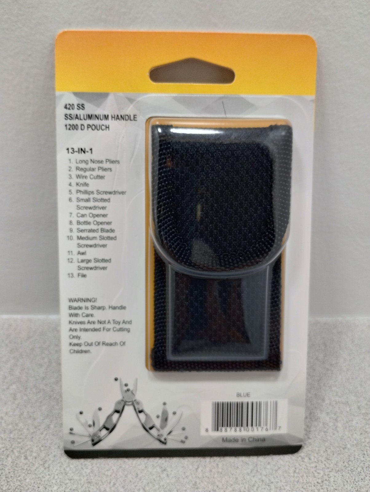 Multi Micro Hand Tool 13 In 1 With Belt Pouch New In Pack Blue Handles.