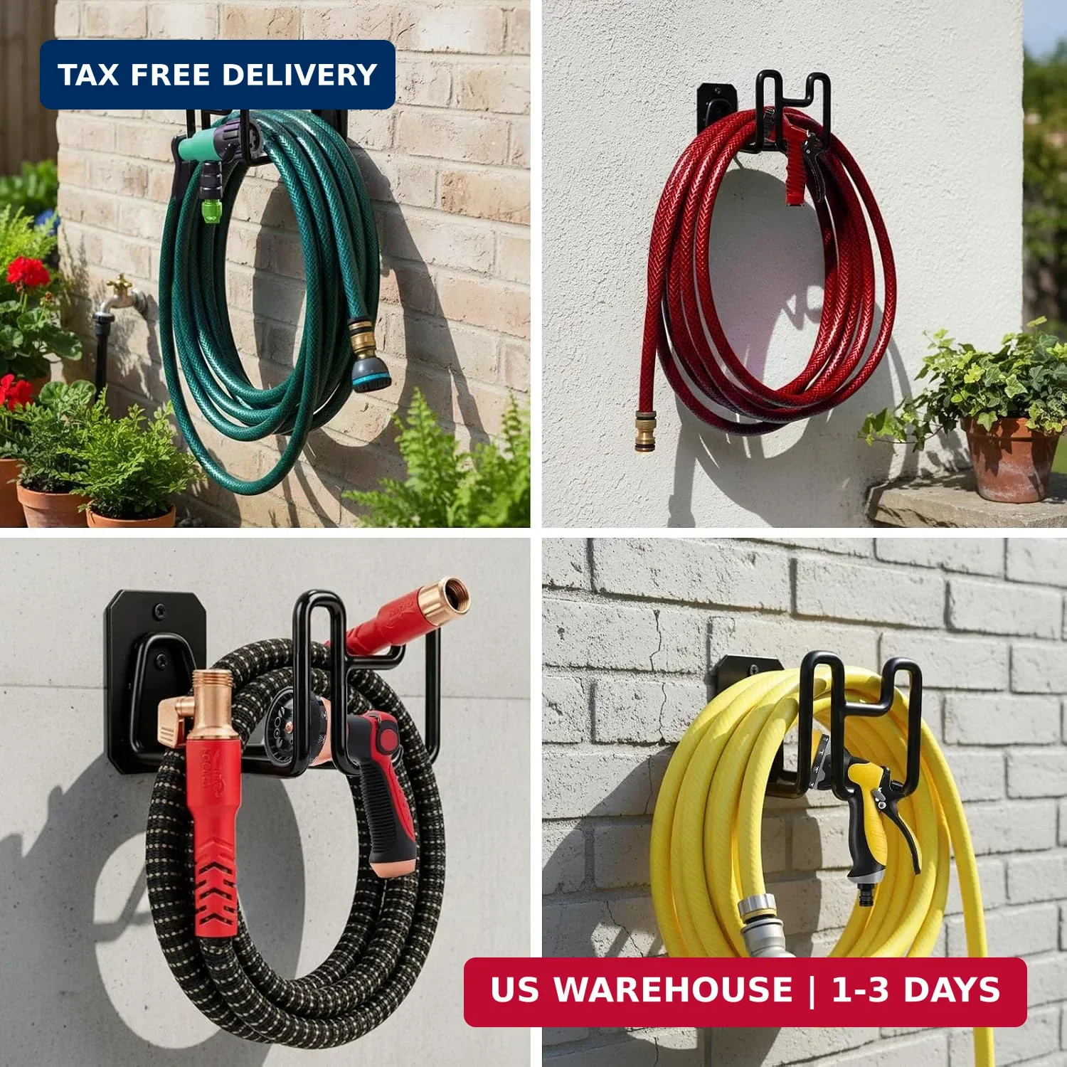Holder for Pocket Hose, Heavy Duty Metal Wall Mount Hose Organizer, Durable Gard