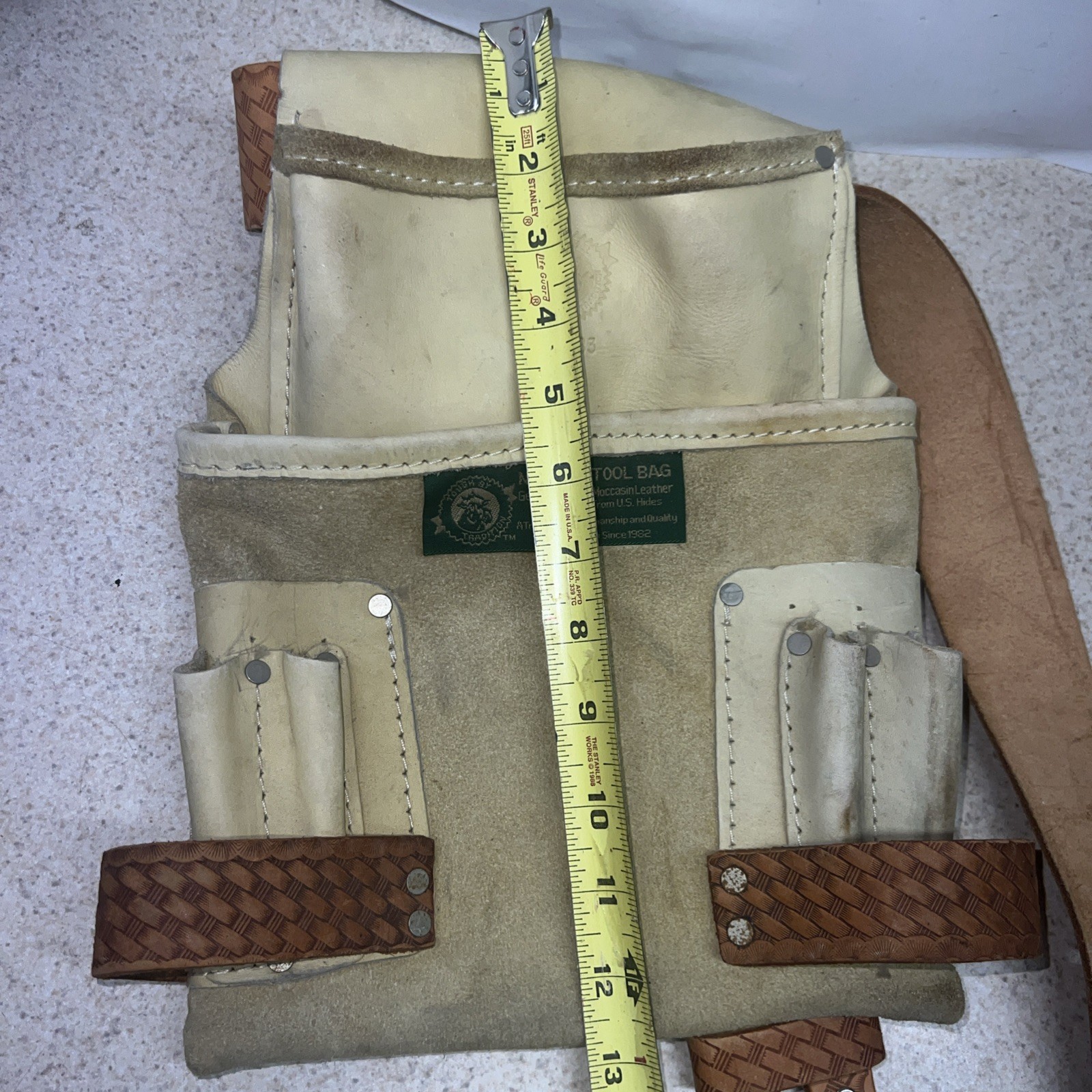 Rooster Tough By Tradition R-483 Nail And Tool Bag w/ Belt Genuine Suede Leather