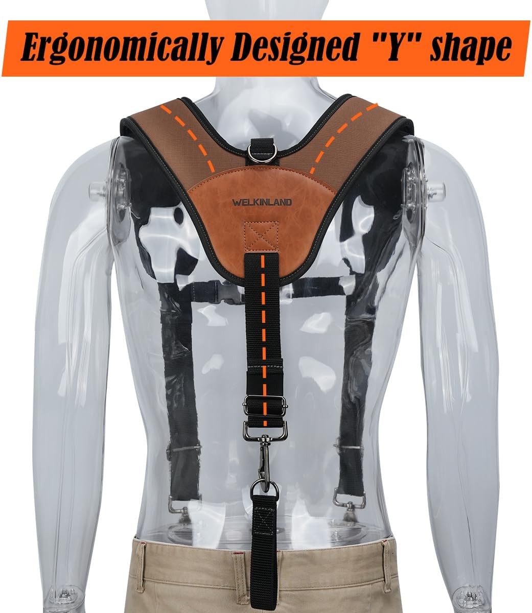 Heavy Duty Tool Belt with Padded Suspenders, Adjustable Comfortable Design
