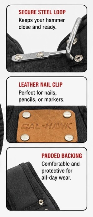 Hammer Holder fits 3″ Tool Belt Heavy Duty Padded Leather Nail Clip New