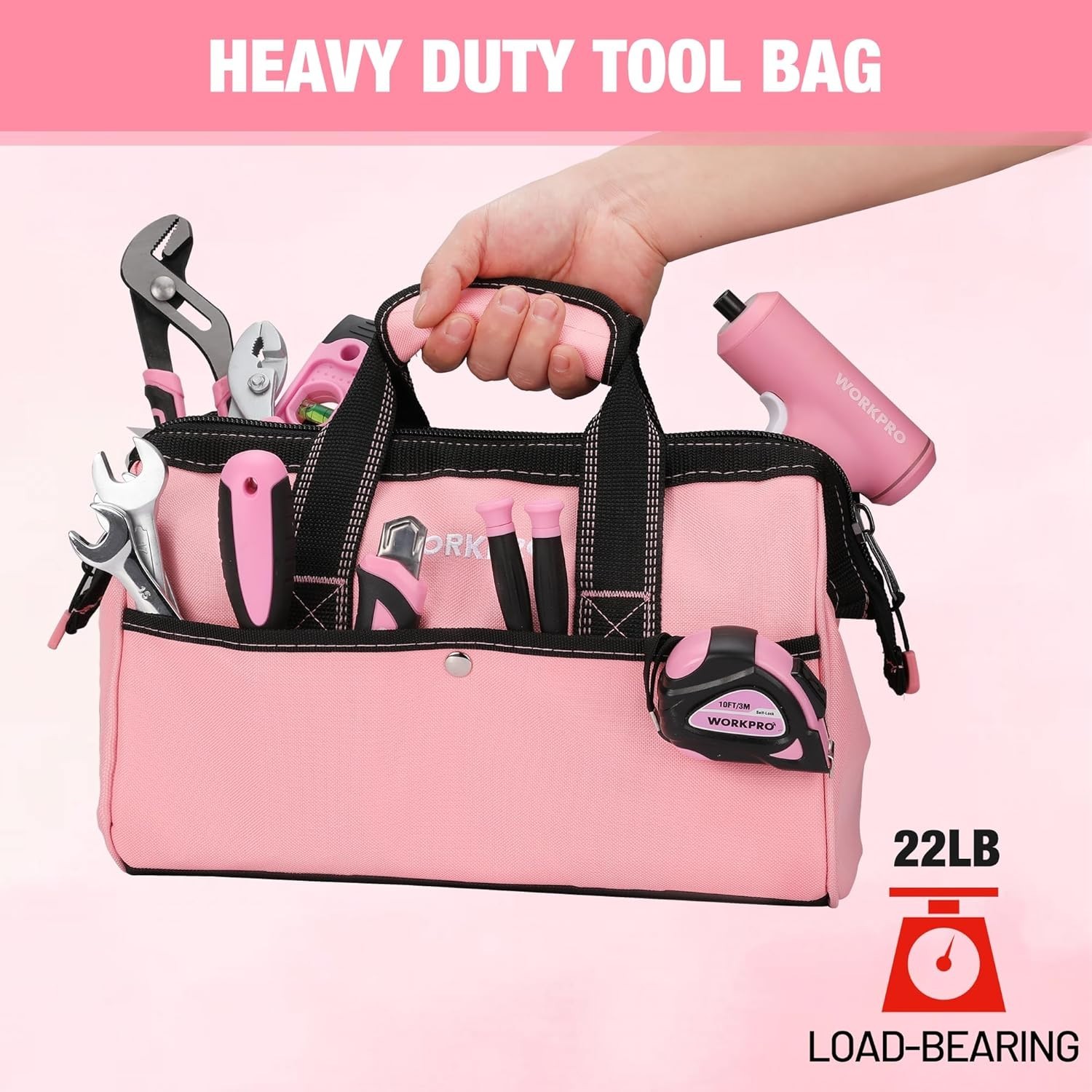 Stylish 13-Inch Pink Tool Bag with Padded Handle – Ultimate Storage Solution