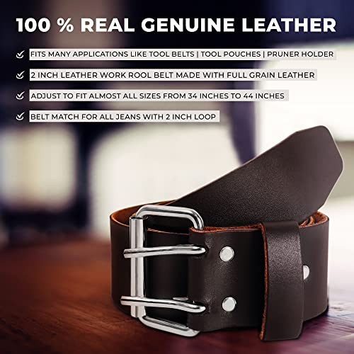 Genuine Leather Tool Pouch Bag with 2» Work Belt Included for ONLY BELT