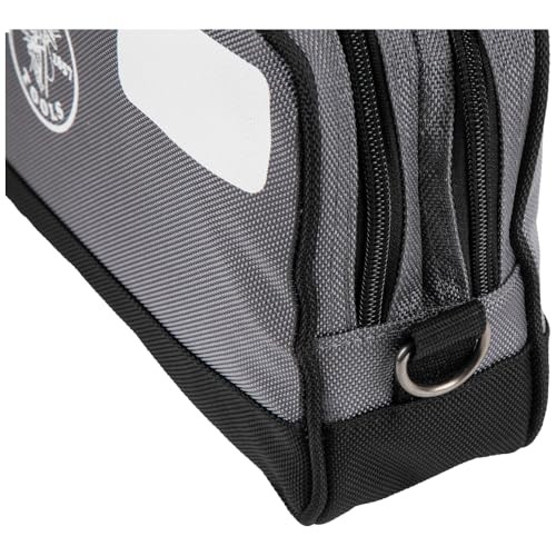Klein Tools Tool Pouch, Dual Compartments, Heavy-Duty 12″ x 7″ | 1-Pack, Gray