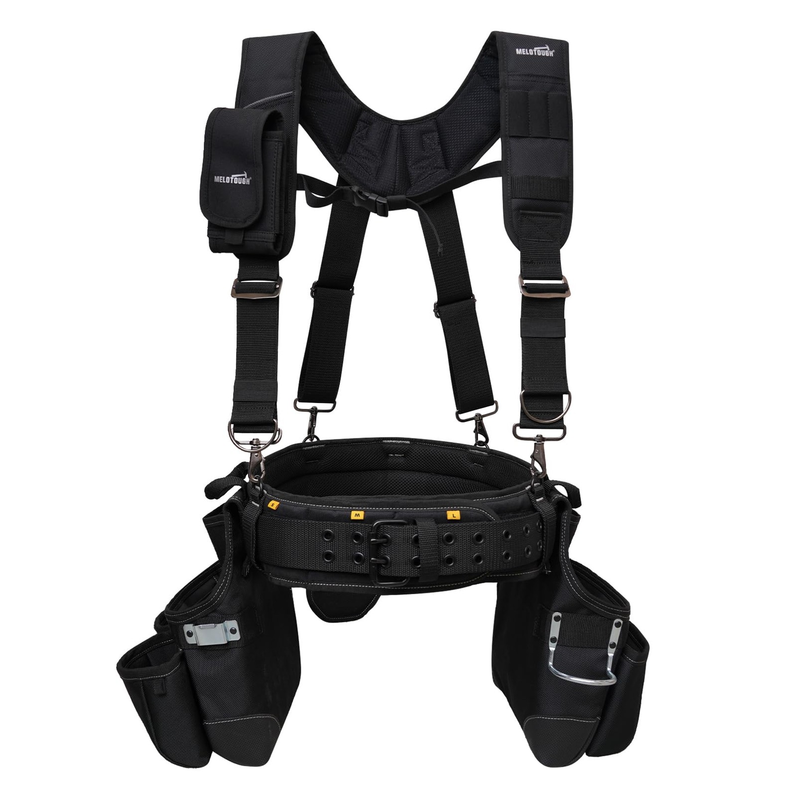 MELOTOUGH Tool Belt with Suspenders Framer Combo System, Black