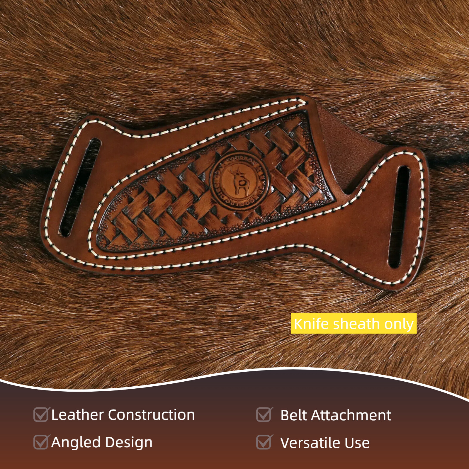 TOURBON Leather Fixed Straight Blade Knife Sheath Belt Pouch EDC Knives Pouch