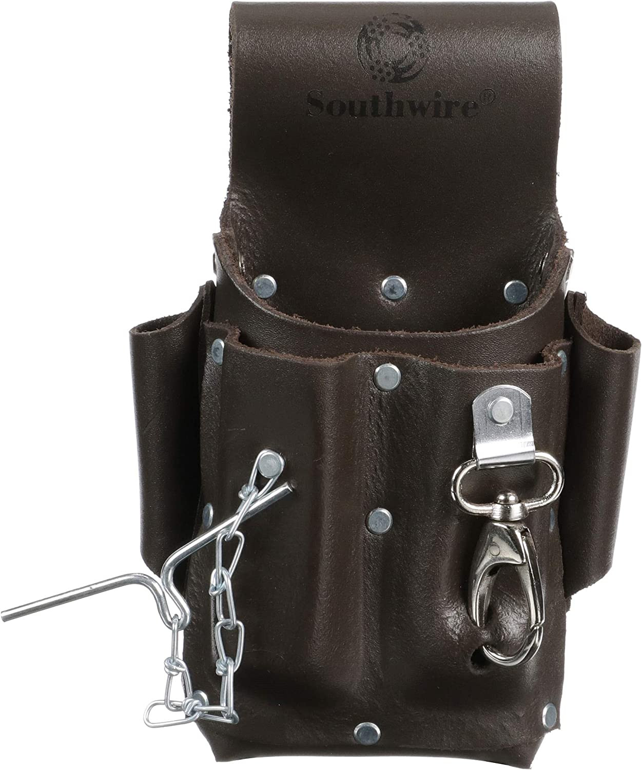 POUCH4 Leather Tool Pouch; 5 Pocket Pouch with Electrical Tape Chain; Fade Resis