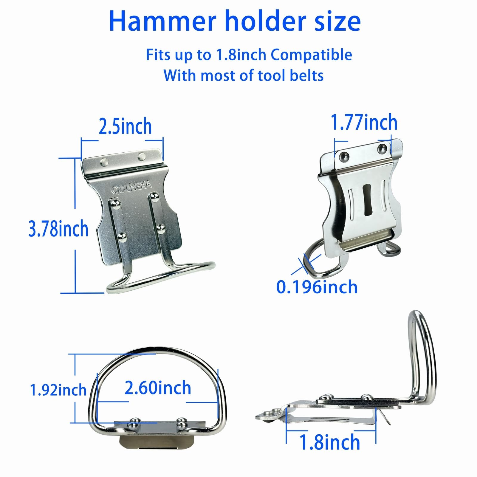 Hammer Holder Drill Holster Stainless Steel Loop Tool Belt Hanger 2.6 Inch