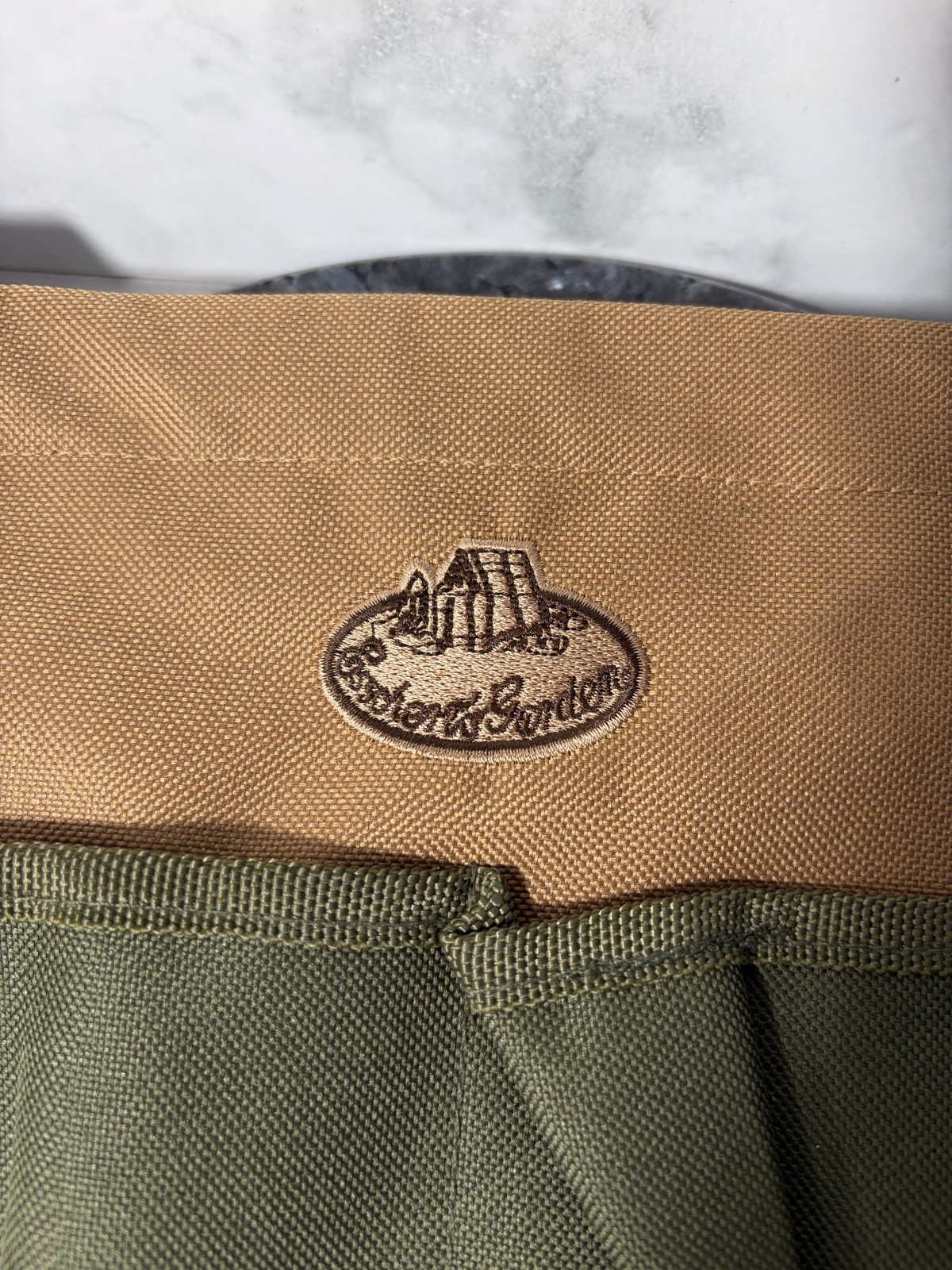 Esschert Design Canvas Round Tan & Green Garden Work Tool Bag