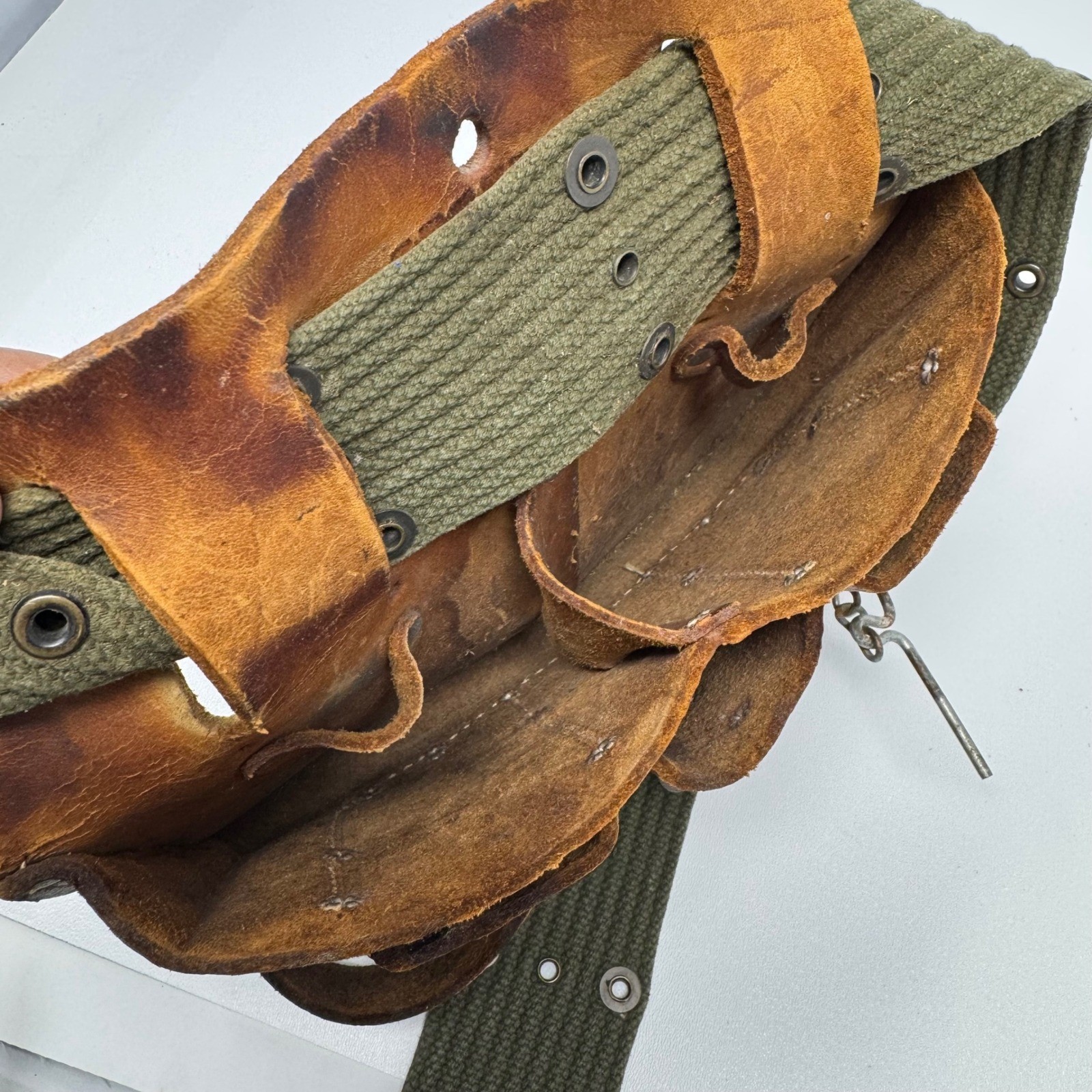Popular Mechanics Vintage Leather Tool Belt Hammer Flashlight Holder Canvas Belt