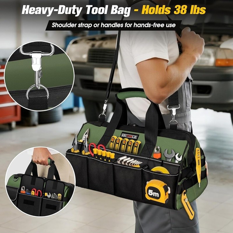 Durable Tool Bag Heavy Duty Organizer W/ Multiple Compartments Professionals New