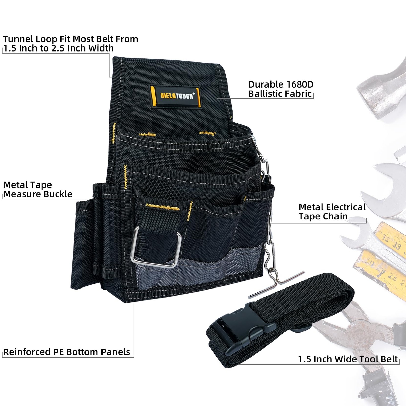 Electrician Tool Pouch Tool Belt Pouches with Belt Clip Electrical Tape Chain…