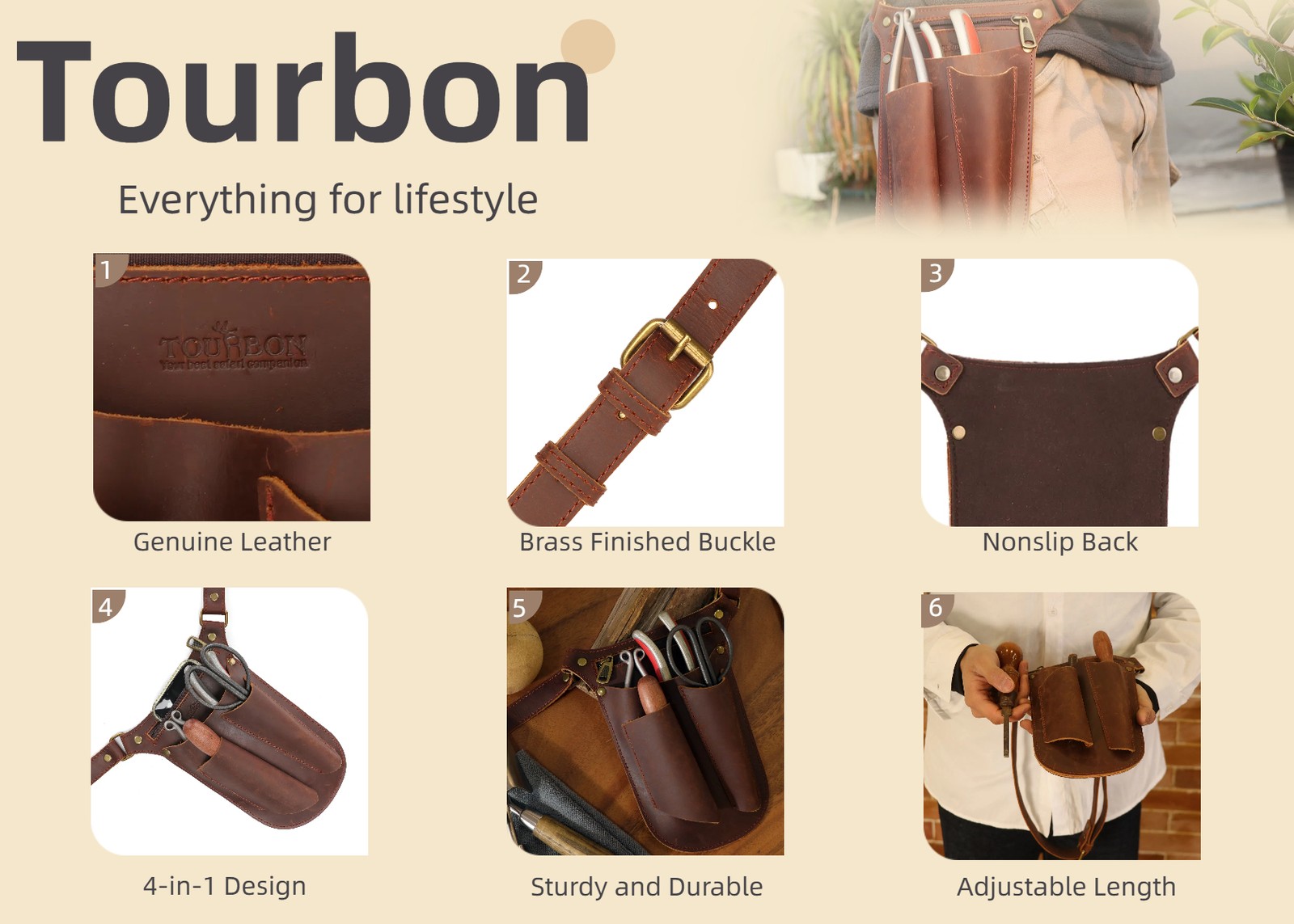 Tourbon Scissor Belt Shoulder Bag Electrician Holster Garden Florist Tool Pouch