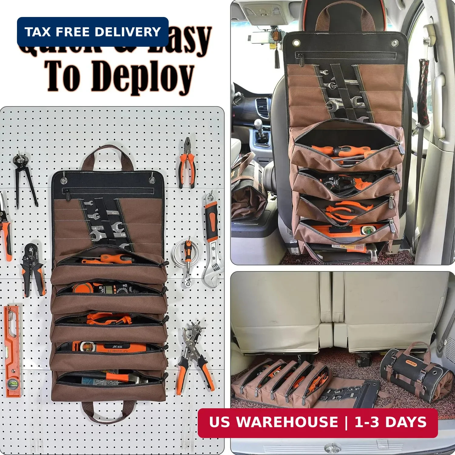 WELKINLAND Heavy-Duty Waxed Canvas Tool roll, 15-Pockets Tool Wrap Roll, 15L Too