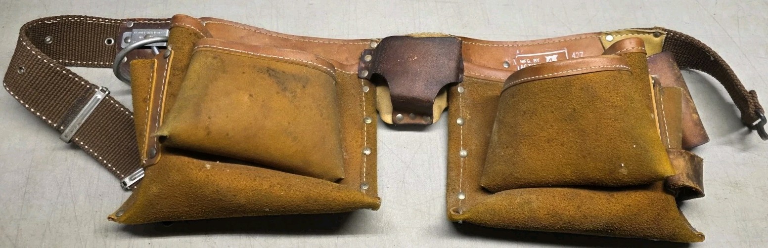 🔥 Vtg Action Leathercraft ALA 427 Brown 11 Pocket Adjustable Tool Belt 34-38″