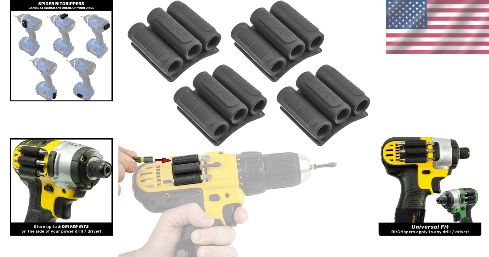 Tool Holster Rubber BitGripper V2 2 Pack Storage for Drill Bits Accessories