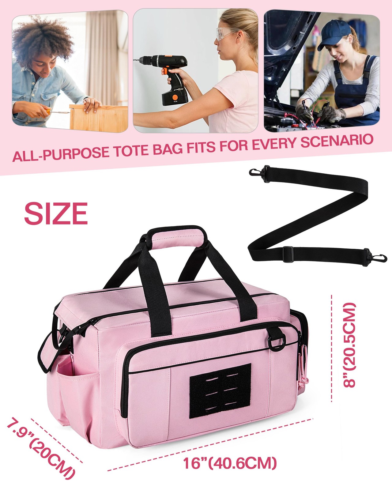 Trahzia Tactical Tool Bag for Women, 16 Inches Tool Storage Organizer Box wit…